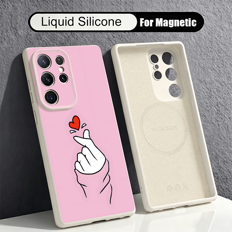 Liquid Silicone Magnetic Phone Case - Etui na telefon z motywem serc
