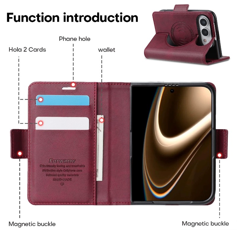 Skórzane etui na telefon z mag – Leather Wallet Card Holder Phone Cover recenzja i cena