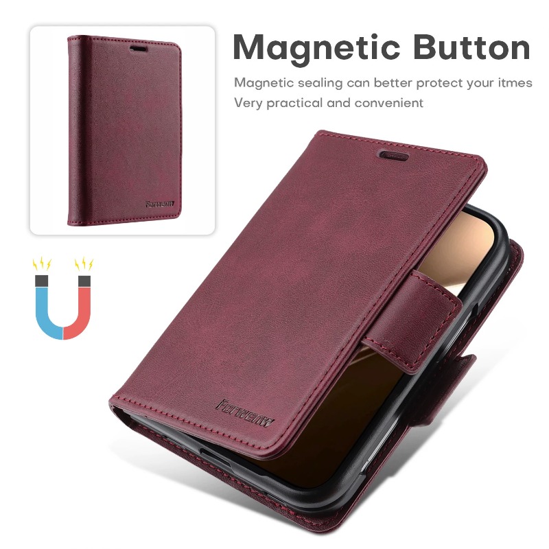 Skórzane etui na telefon z mag – Leather Wallet Card Holder Phone Cover recenzja i cena